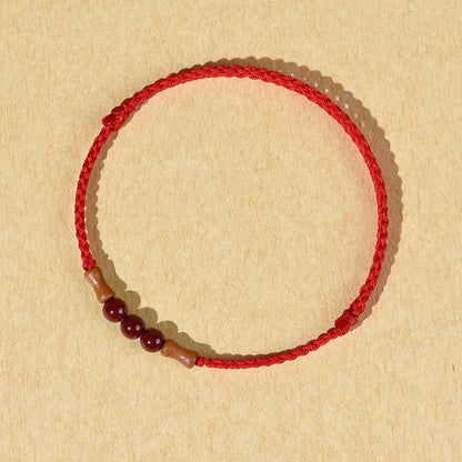 Buddhist Blessing Cinnabar Beads Peach Wood Blessing String Bracelet