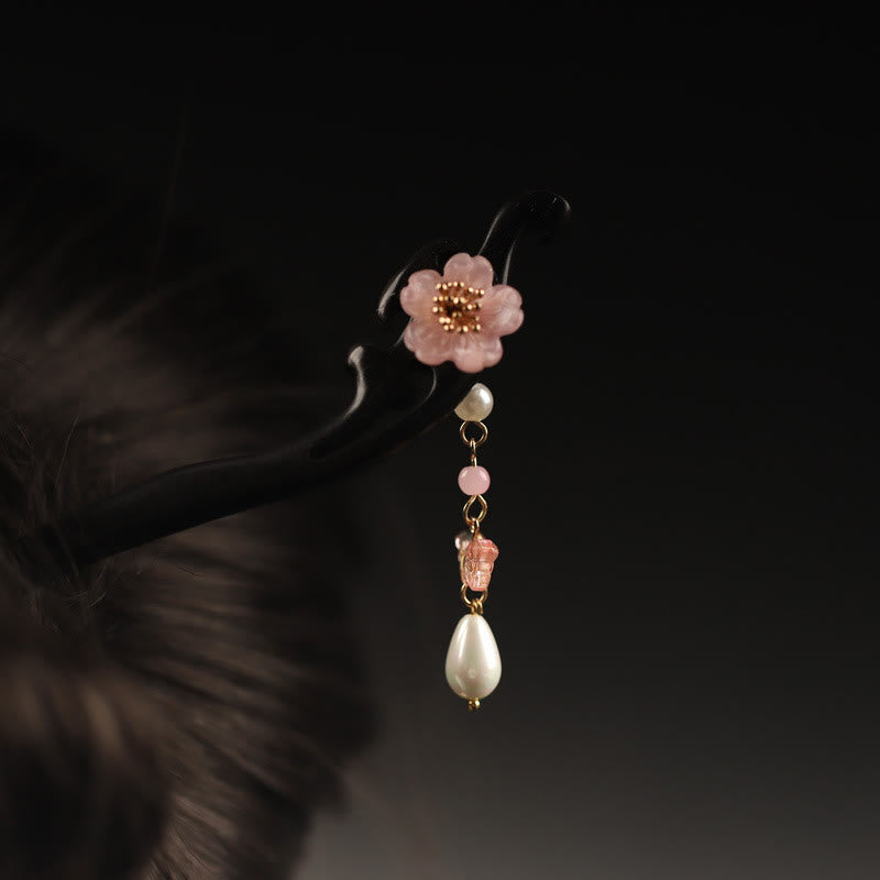Buddhist Blessing Ebony Flower Butterfly Blessing Hairpin