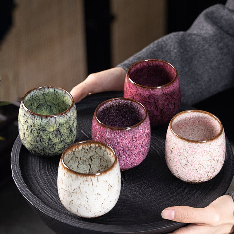 Buddhist Blessing Handmade Small Chinese Jianzhan Kiln Change Ceramic Teacup Kung Fu Tea Cup 150ml