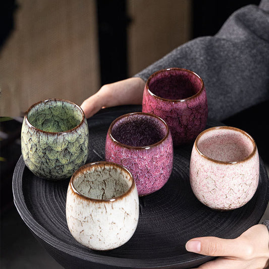 Buddhist Blessing Handmade Small Chinese Jianzhan Kiln Change Ceramic Teacup Kung Fu Tea Cup 150ml