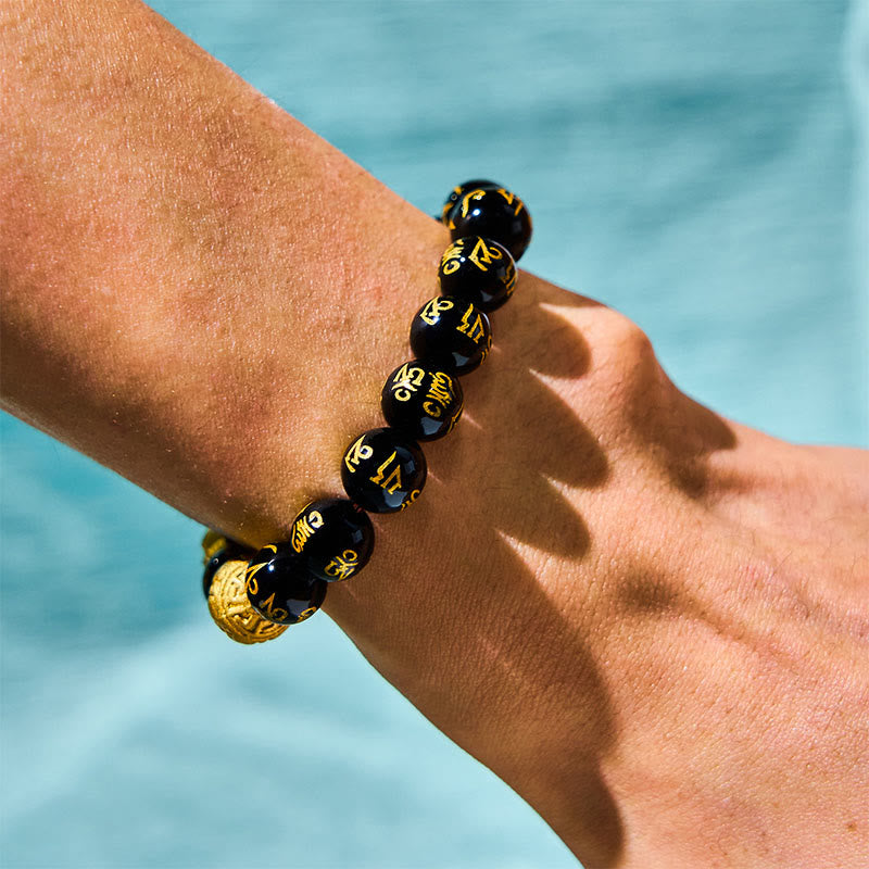 Buddhist Blessing FengShui PiXiu Obsidian Wealth Bracelet