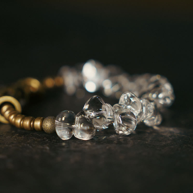 Buddhist Blessing Irregular White Crystal Copper Clarity Bracelet