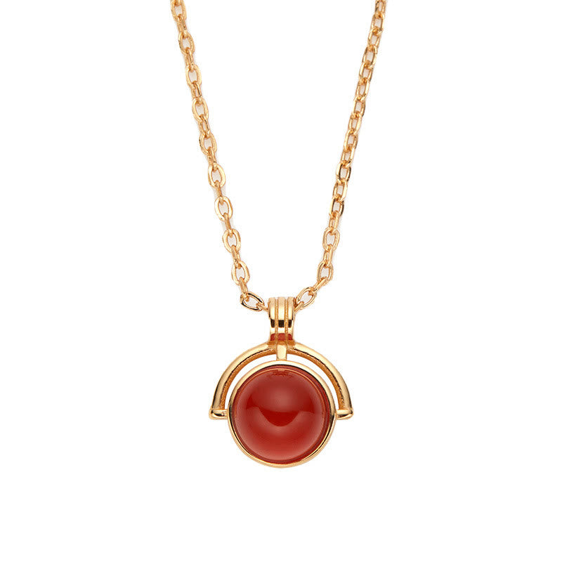 Buddhist Blessing Red Agate Tiger Eye Aquamarine Moonstone 925 Sterling Silver Confidence Necklace Pendant