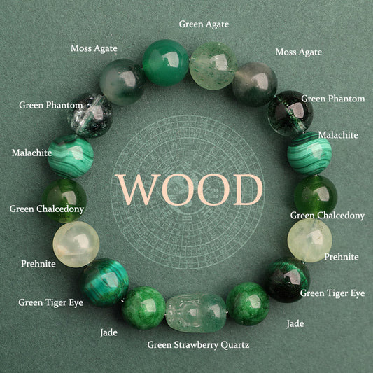 Buddhist Blessing Five Elements Various Agate Crystal Green Strawberry Quartz Moss Agate Green Phantom Luck Bracelet