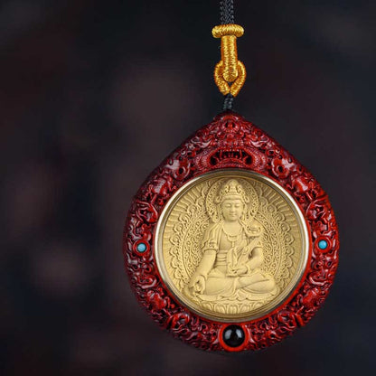 Buddhist Blessing Chinese Zodiac Natal Buddha Small Leaf Red Sandalwood Ebony Longevity Necklace Pendant