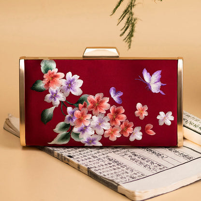 Buddhist Blessing Carnation Peony Begonia Su Embroidery Wedding Shopping Purse Handbag Crossbody Bag