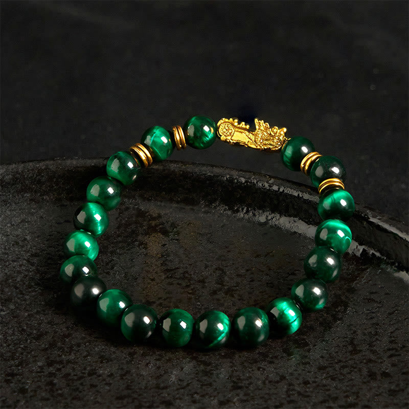 Buddhist Blessing Various Color Tiger Eye Beads Spacer Beads Pixiu Wealth Courage Bracelet