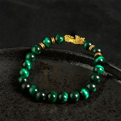 Buddhist Blessing Various Color Tiger Eye Beads Spacer Beads Pixiu Wealth Courage Bracelet