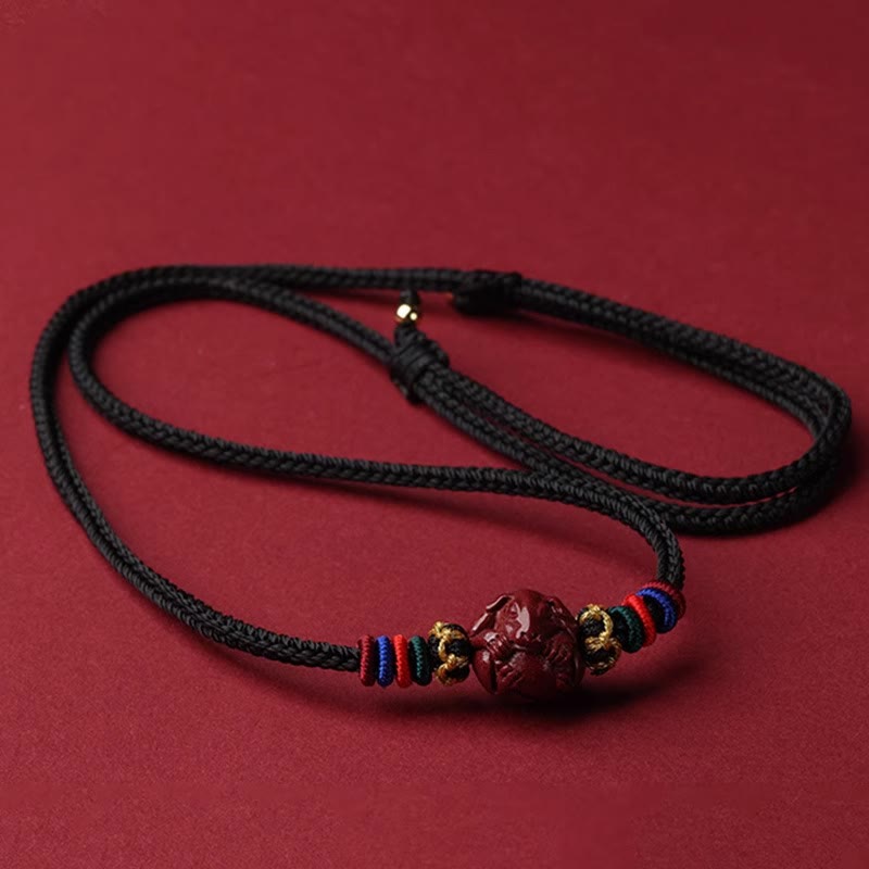 Buddhist Blessing Cinnabar Chinese Zodiac Black String Blessing Necklace Pendants