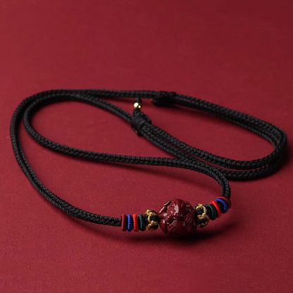 Buddhist Blessing Cinnabar Chinese Zodiac Black String Blessing Necklace Pendants