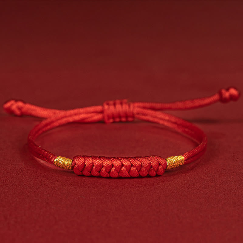 Buddhist Blessing Handmade Braided Red String Happy Knot Flat Knot Colorful Rope Bracelet