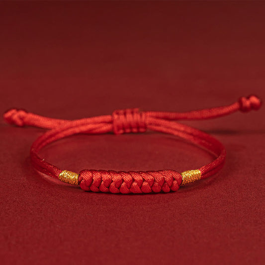 Buddhist Blessing Handmade Braided Red String Happy Knot Flat Knot Colorful Rope Bracelet