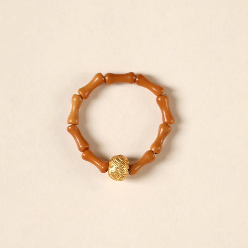 Buddhist Blessing Olive Pit Bead Copper Coin Inner Strength Ring