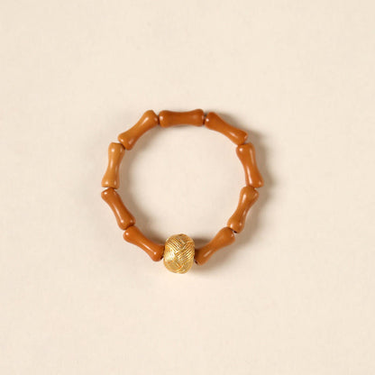 Buddhist Blessing Olive Pit Bead Copper Coin Inner Strength Ring