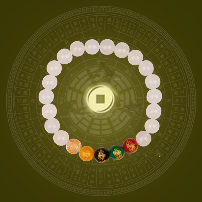 Buddhist Blessing Five Elements Various Agate Jambhala Luck Bracelet