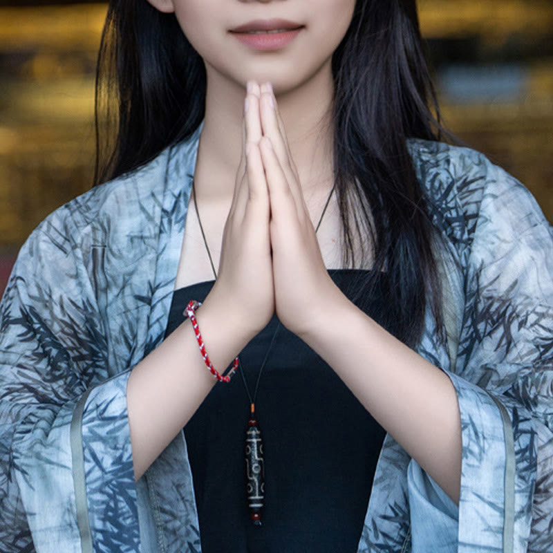 Buddhist Blessing Red String 925 Sterling Silver Safe Luck Bracelet