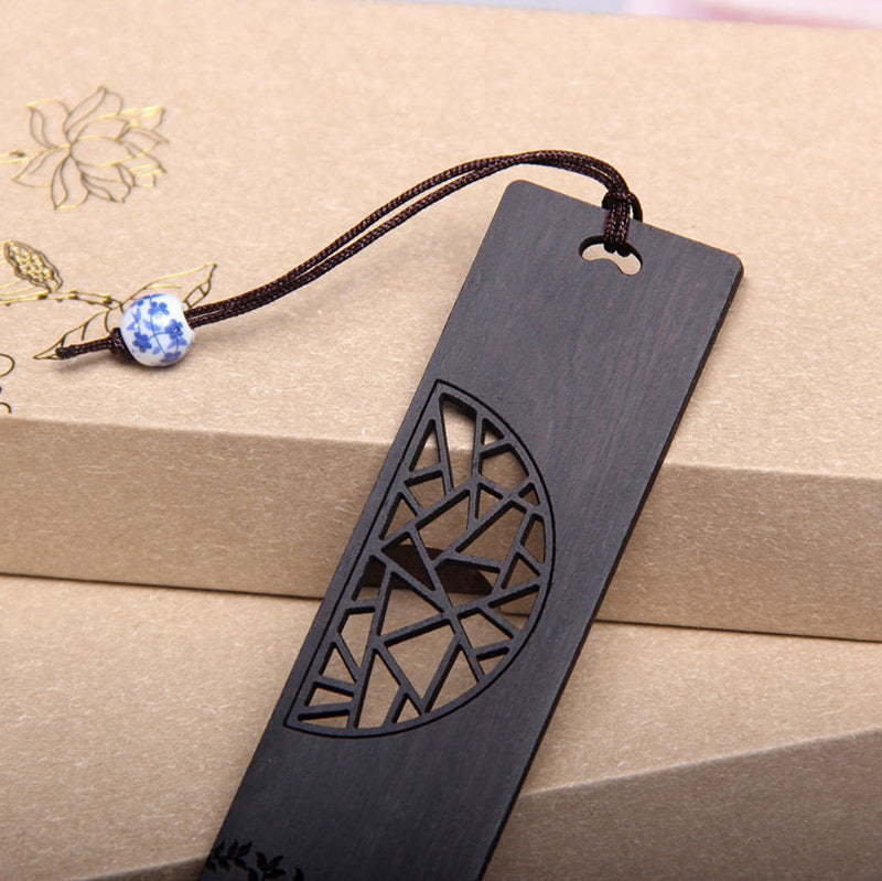 Buddhist Blessing The Tree of Life Ebony Wood Small Leaf Red Sandalwood Bookmarks With Gift Box
