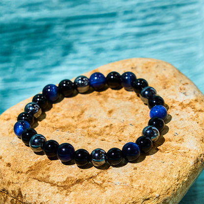 Buddhist Blessing Natural Tiger's Eye Obsidian Hematite Positive Powerful Bracelet