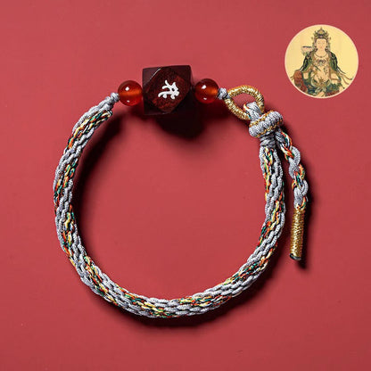 Buddhist Blessing Chinese Zodiac Natal Buddha Small Leaf Red Sandalwood Red String Protection Bracelet