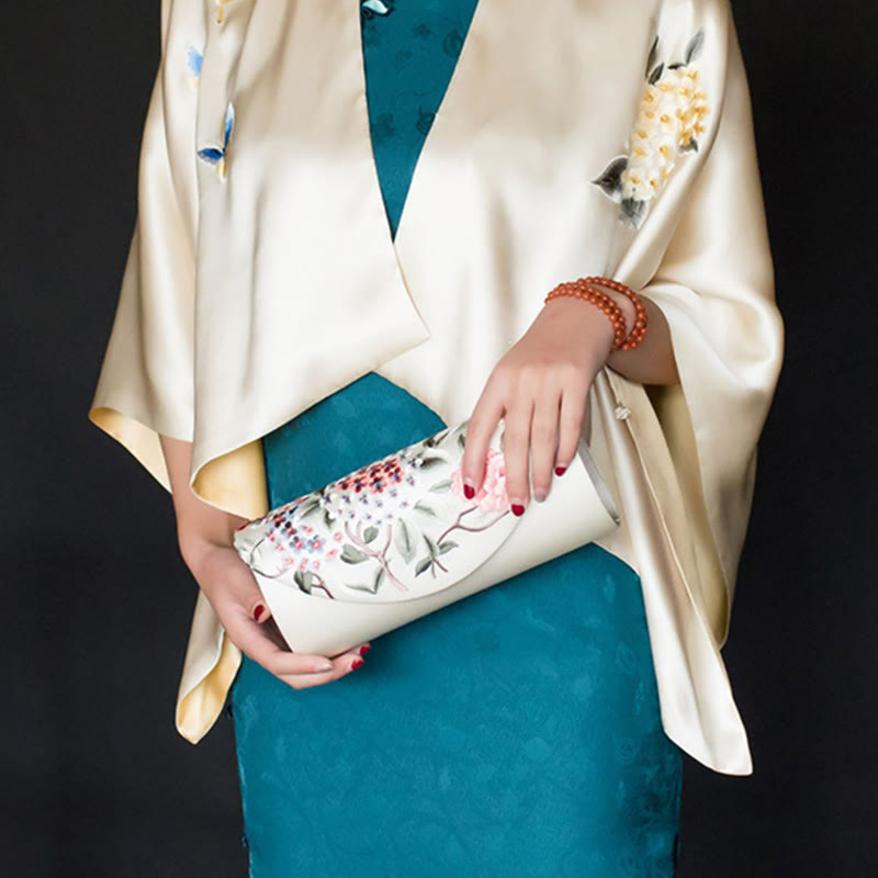 Buddhist Blessing Hydrangea Su Embroidery Wedding Shopping Wallet Purse Handbag Crossbody Bag