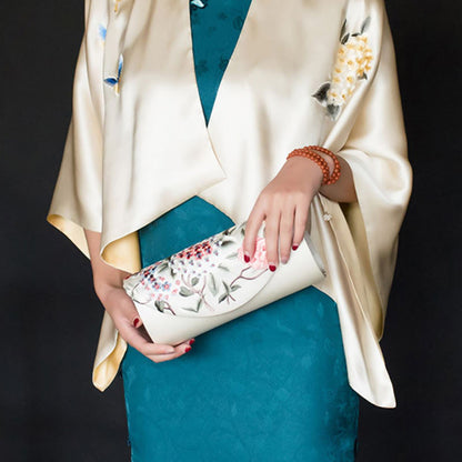 Buddhist Blessing Hydrangea Su Embroidery Wedding Shopping Wallet Purse Handbag Crossbody Bag