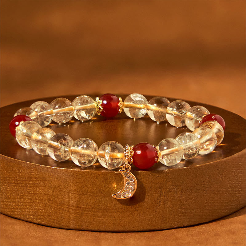 Buddhist Blessing Citrine Red Agate Moon Prosperity Bracelet