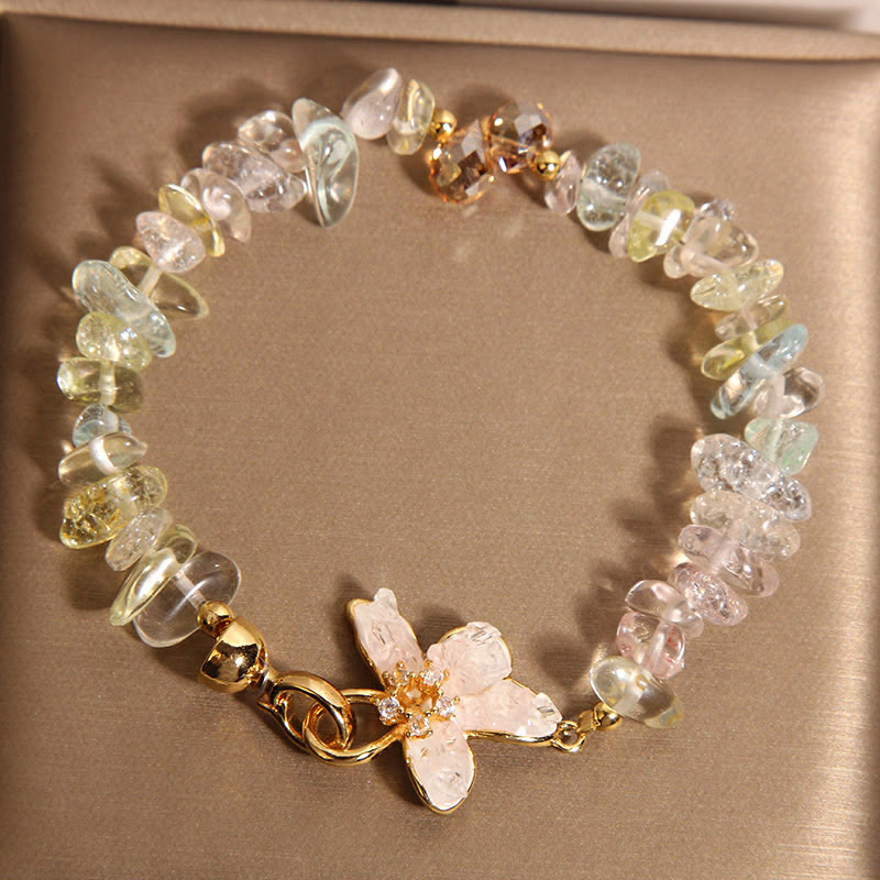 Buddhist Blessing Natural Irregular Gravel Amethyst Blue Crystal Wisteria Balance Bracelet