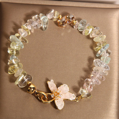 Buddhist Blessing Natural Irregular Gravel Amethyst Blue Crystal Wisteria Balance Bracelet