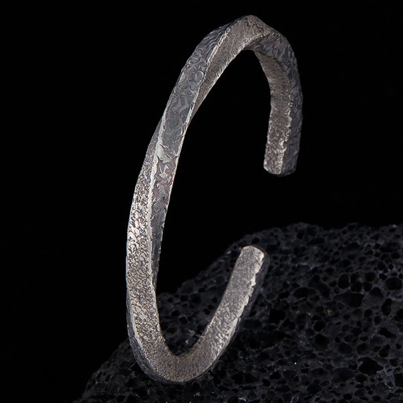 Buddhist Blessing Retro 999 Sterling Silver Möbius Loop Eternal Love Cuff Bracelet Bangle