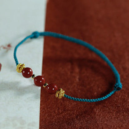Buddhist Blessing Colorful String Cinnabar Calm Bracelet