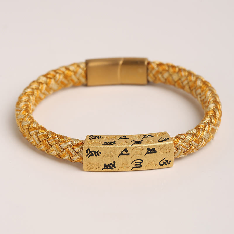 Buddhist Blessing Tibetan Om Mani Padme Hum Various Colors Rope Gold Thread Diamond Knot Luck Buckle Bracelet