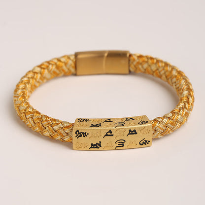 Buddhist Blessing Tibetan Om Mani Padme Hum Various Colors Rope Gold Thread Diamond Knot Luck Buckle Bracelet