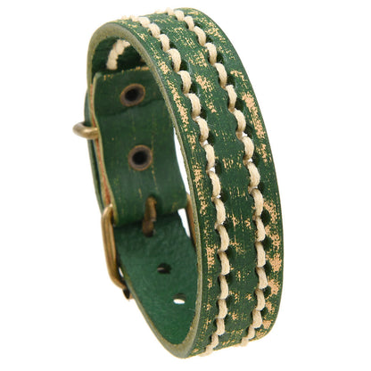 Buddhist Blessing Vintage Leather Adjustable Buckle Strengthen Bracelet