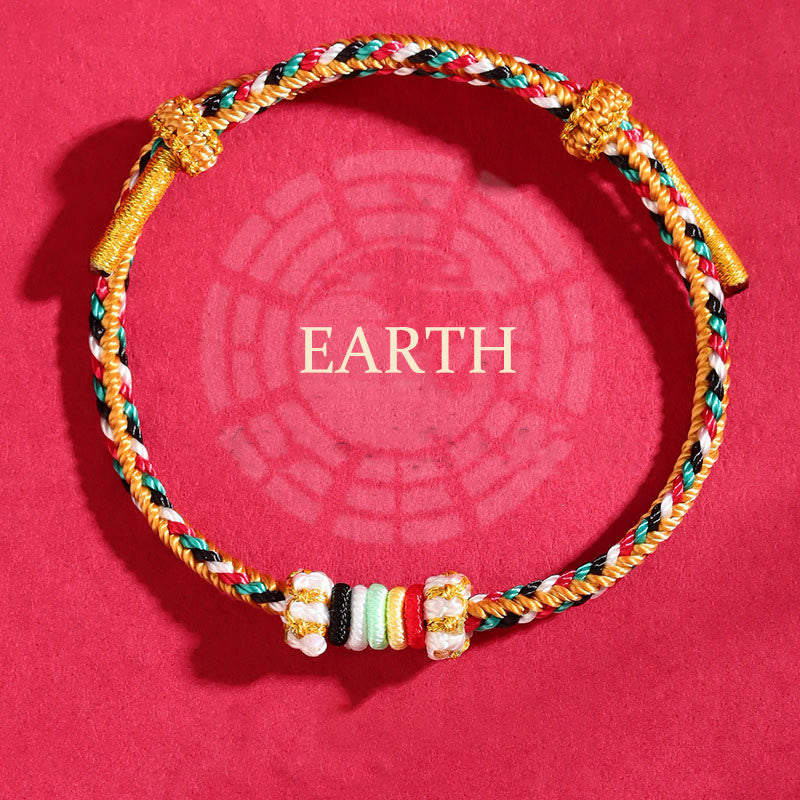 Buddhist Blessing Five Elements Colorful String Completeness Knot Reef Knot Braid Luck Bracelet