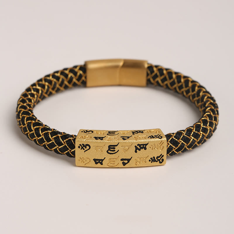 Buddhist Blessing Tibetan Om Mani Padme Hum Various Colors Rope Gold Thread Diamond Knot Luck Buckle Bracelet