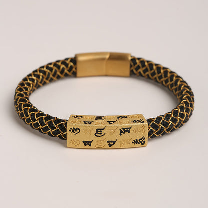 Buddhist Blessing Tibetan Om Mani Padme Hum Various Colors Rope Gold Thread Diamond Knot Luck Buckle Bracelet