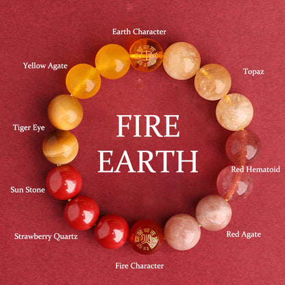 Buddhist Blessing Five Elements Various Agate Crystal Black Onyx Green Chalcedony Aquamarine Wisdom Bracelet