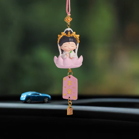 Buddhist Blessing Lotus Avalokitesvara Buddhist Blessing  Fu Character Wealth Car Hanging Decoration