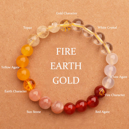 Buddhist Blessing Five Elements Various Agate Crystal Sun Stone Wisdom Bracelet