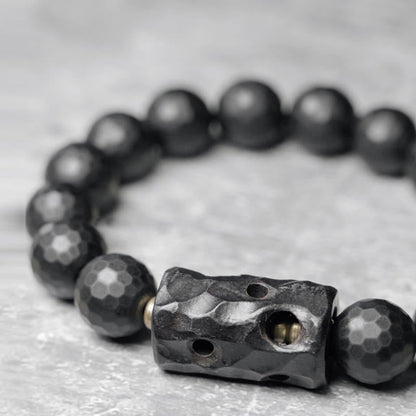 Buddhist Blessing Matte Frosted Surface Black Onyx Ebony Protection Bracelet