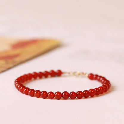 Buddhist Blessing Small Red Agate Ultra-thin Beads Calm Bracelet