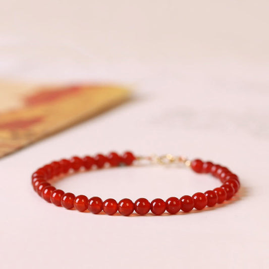 Buddhist Blessing Small Red Agate Ultra-thin Beads Calm Bracelet