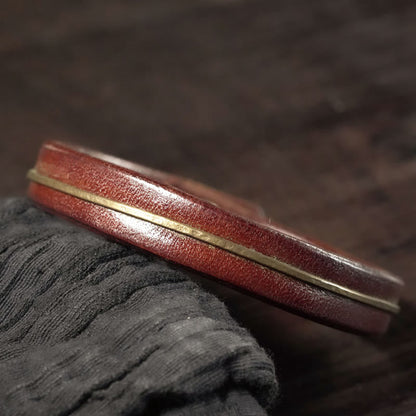 Buddhist Blessing Vintage Leather Copper Brass Wire Healing Bangle Bracelet