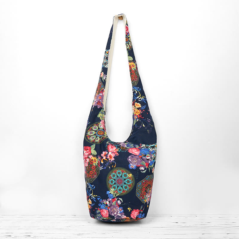 Buddhist Blessing Cotton Flower Pattern Crossbody Bag Shoulder Bag
