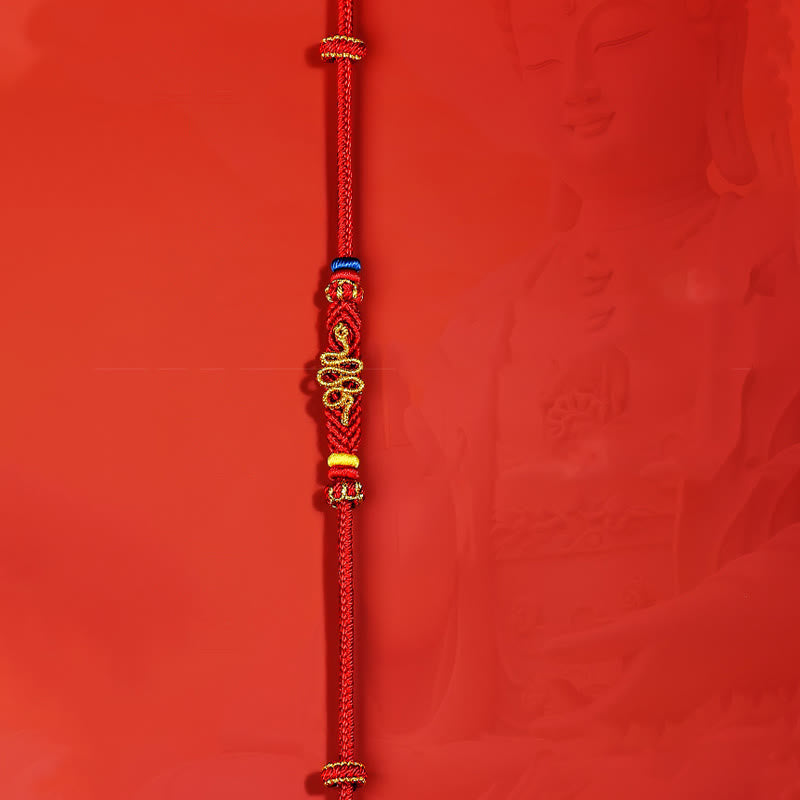 Buddhist Blessing Red String Eight Thread Peace Knot Year Of The Snake Protection Braided Bracelet