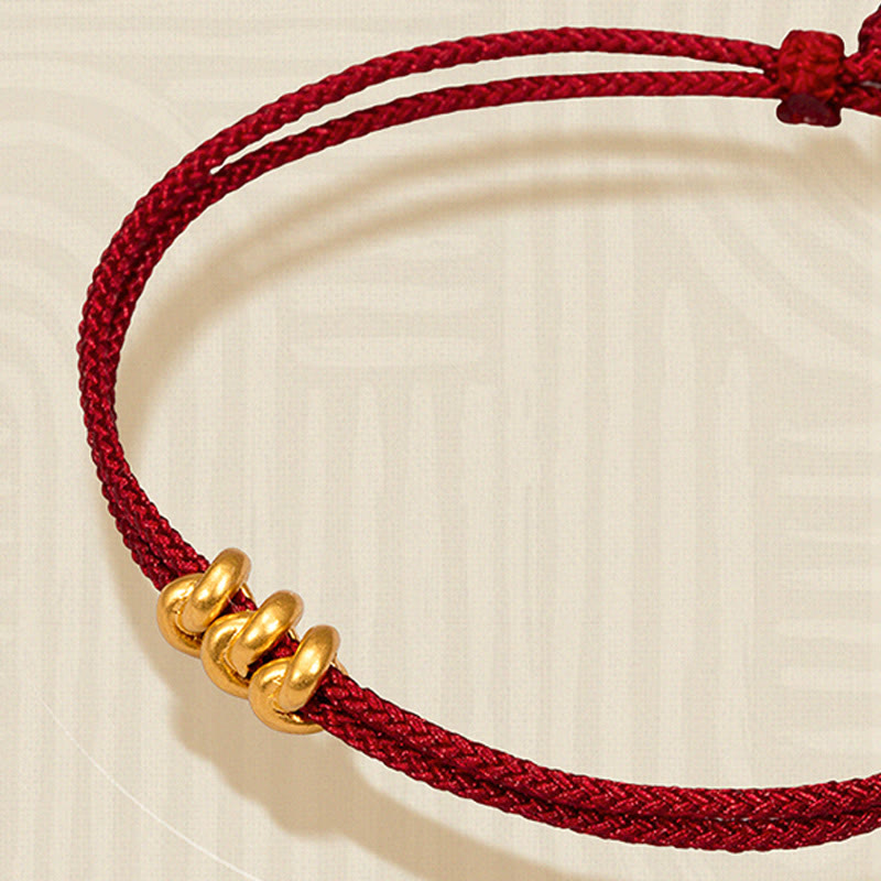 Buddhist Blessing 999 Gold Wish Knot Design Handmade Luck Braided Rope Bracelet