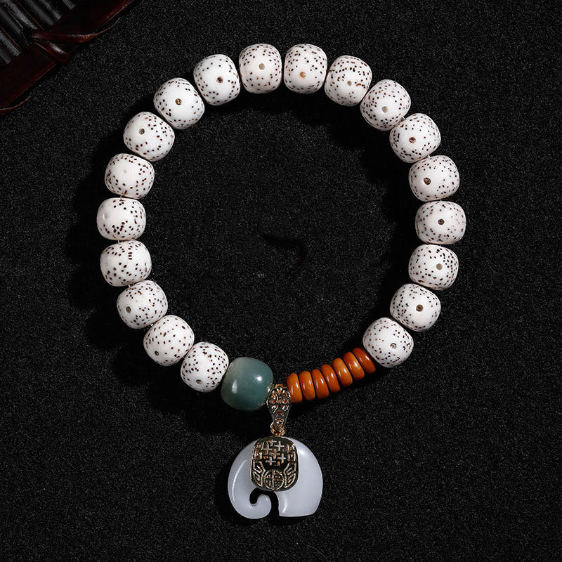 Buddhist Blessing Hand PolishedStar Moon Bodhi Seed Elephant Pattern Inner Peace Bracelet