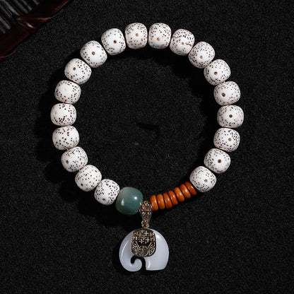 Buddhist Blessing Hand PolishedStar Moon Bodhi Seed Elephant Pattern Inner Peace Bracelet
