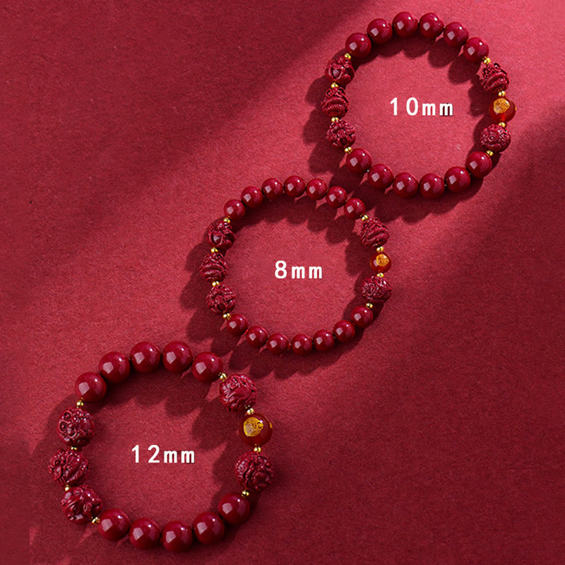 Buddhist Blessing Chinese Zodiac Cinnabar Keep Away Evil Spirits Blessing Bracelet
