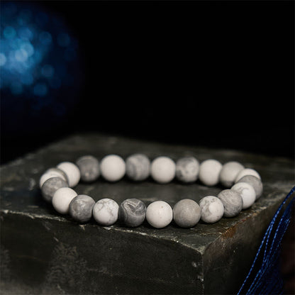 Buddhist Blessing Picasso Jasper White Turquoise Courage Bracelet